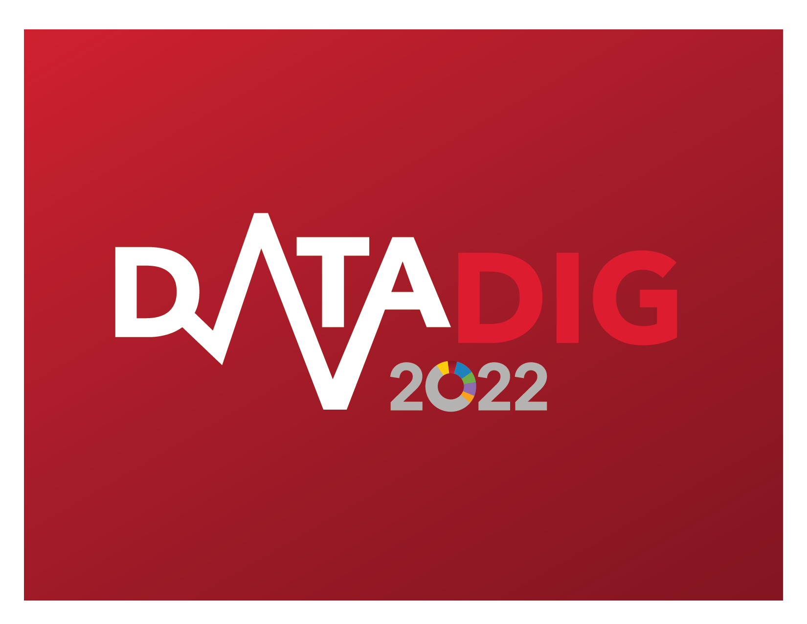 Red rectangle with white block letters that read Data Dig 2022